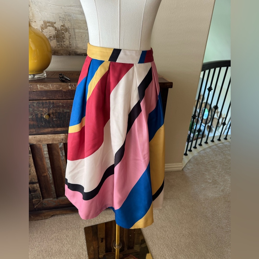 NWT Colorful Striped A-Line Skirt - size M - Picture 2 of 9